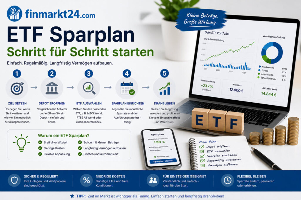ETF Sparplan Schritt für Schritt starten