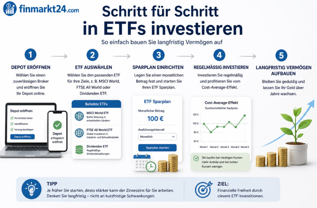 Schritt für Schritt in ETFs investieren